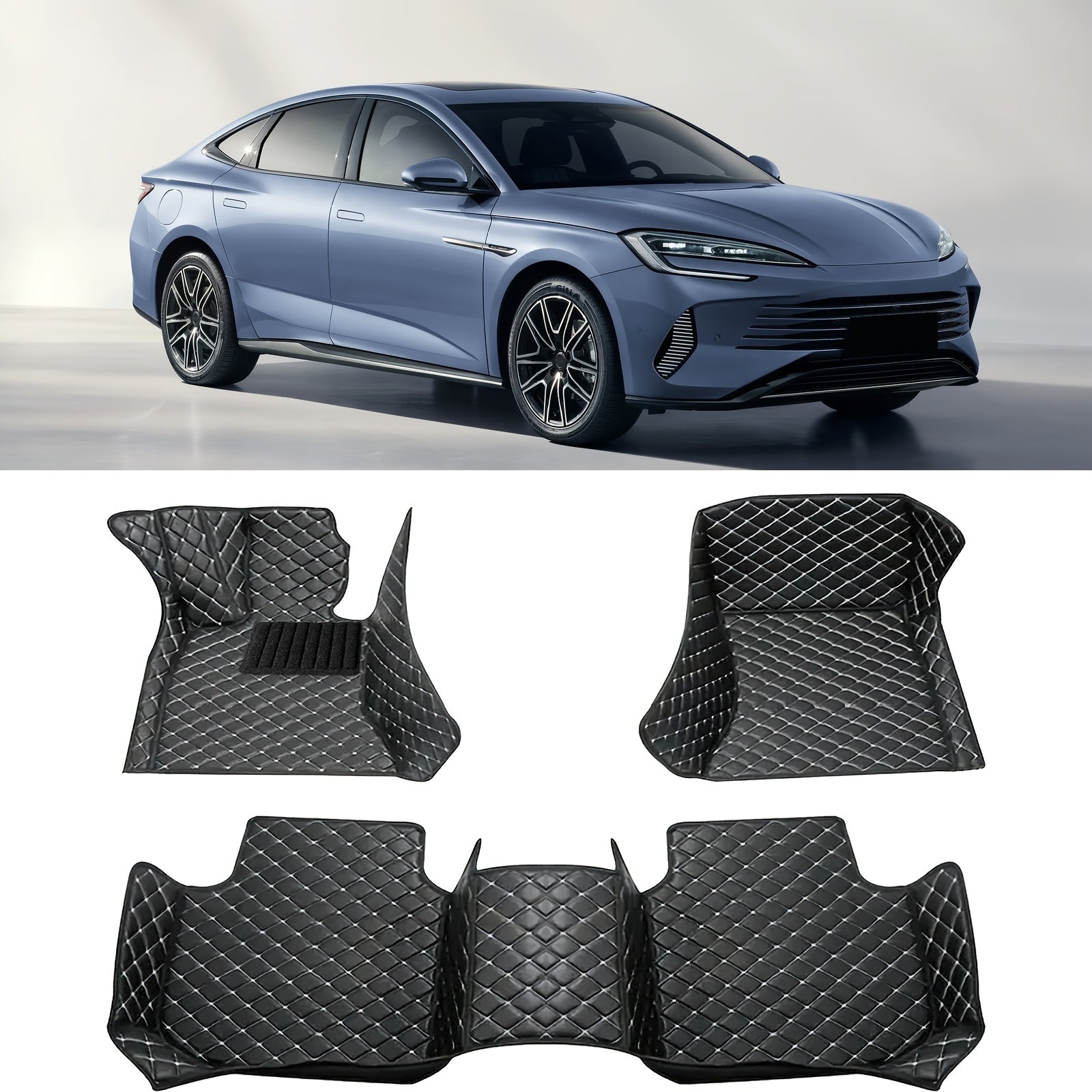 Juego de alfombrillas de coche de cuero sintético universal para vehículos híbridos, duraderas para todo tipo de clima