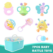 Baby Rattle Toys for 3M+ Children Educational Chewing Set with Storage Box in Mixed Color