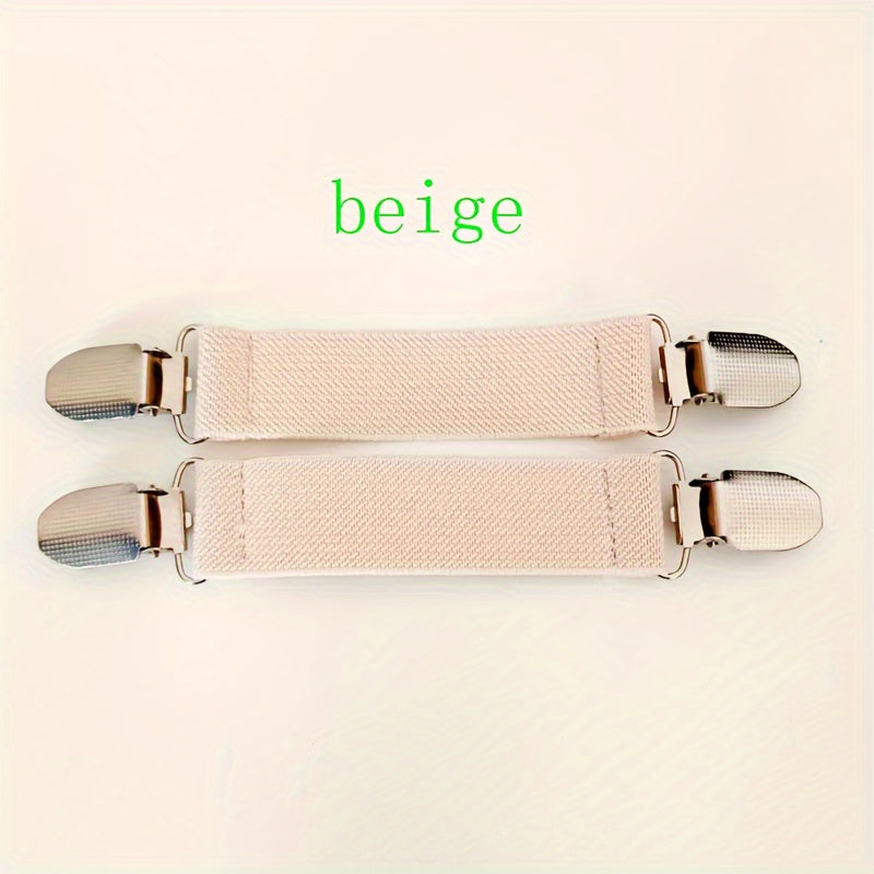 Set of 2 Nylon Elastic Bed Sheet Straps with Anti-Slip Clips for Secure Fit