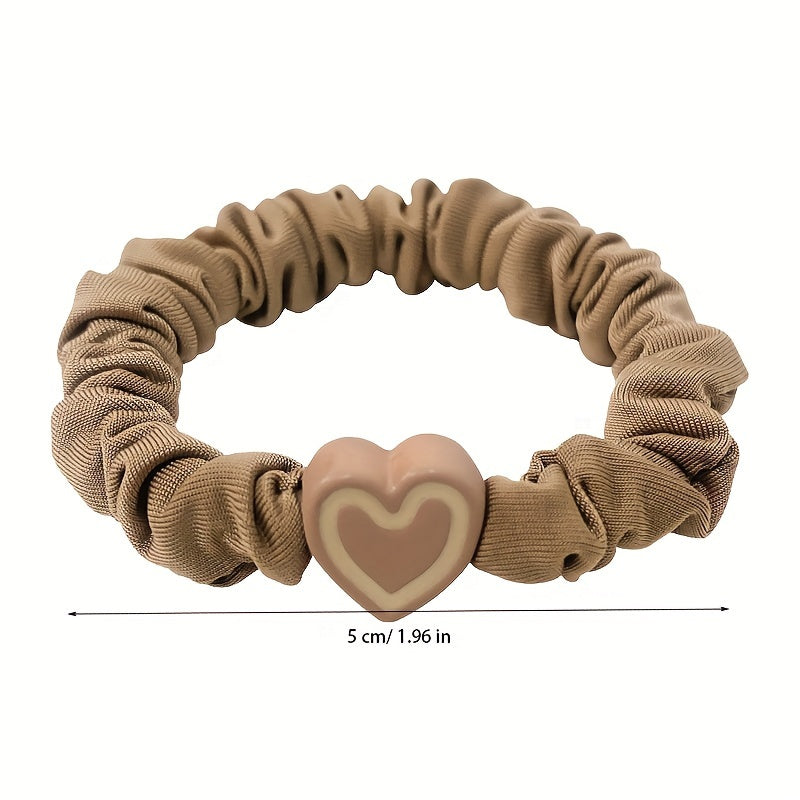 Casual Polyester Hair Ties Set with Heart and Smile Charms for Women
