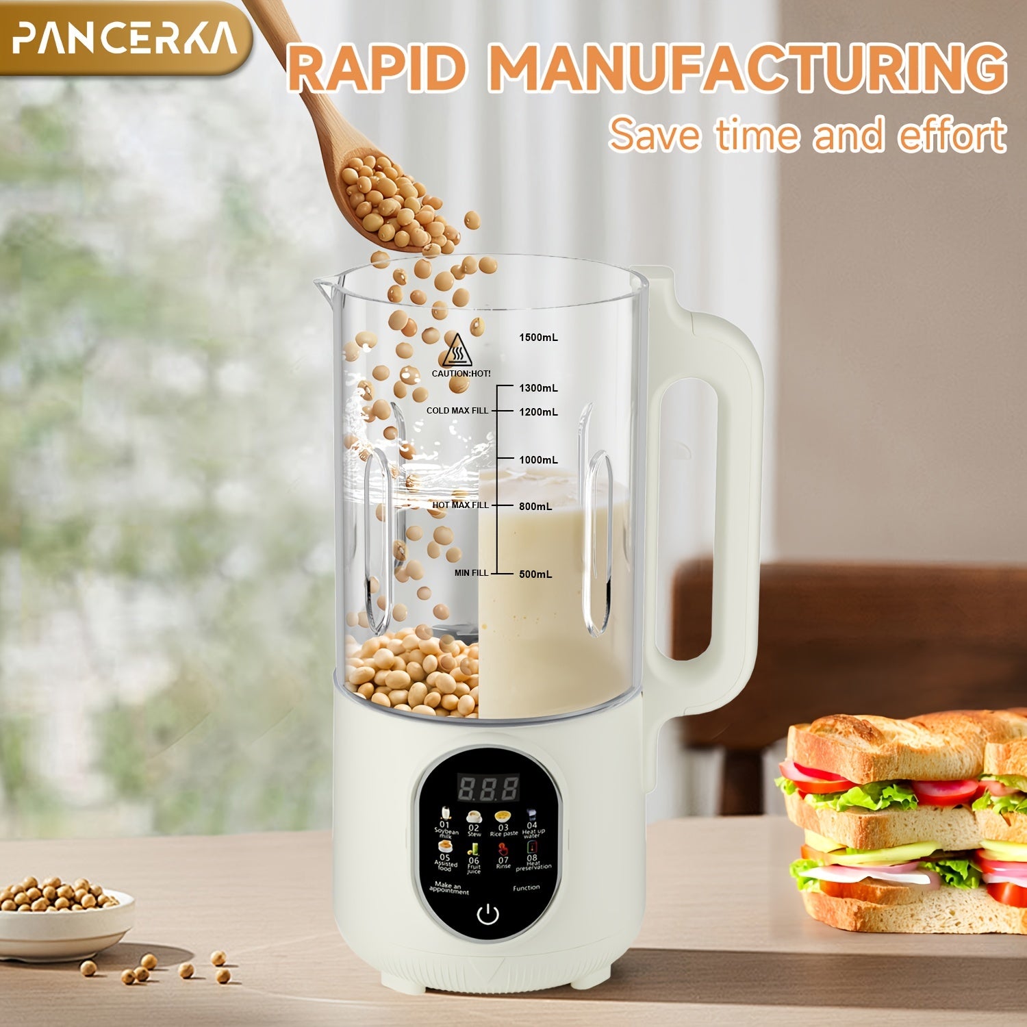 1500ml Nut Milk Maker 800W High-Speed Blender for Almond Soy Oat Milk