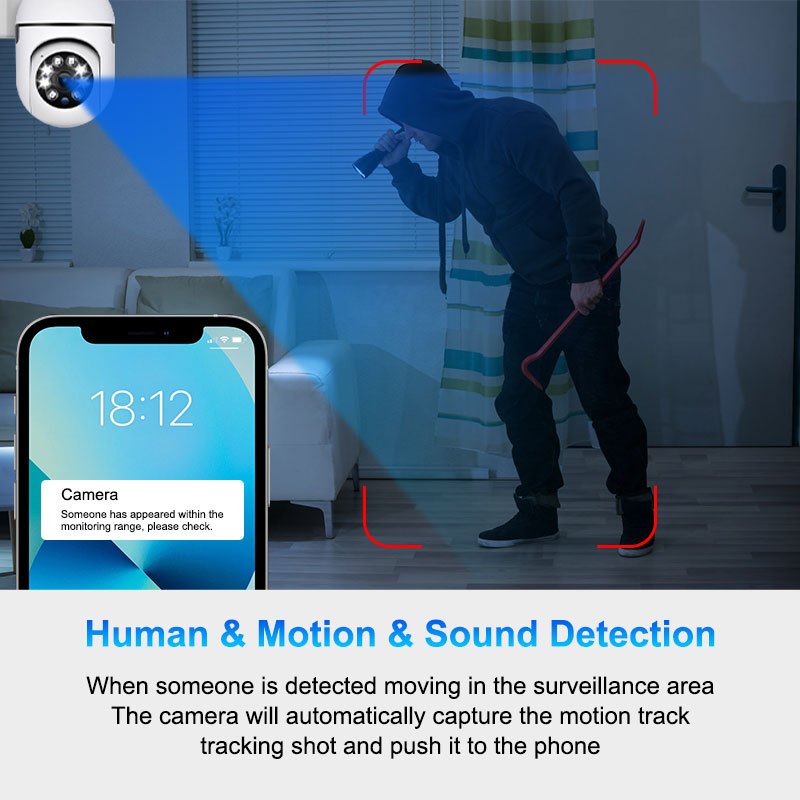 Cámara de seguridad inalámbrica 1080P HD visión nocturna audio bidireccional monitoreo remoto