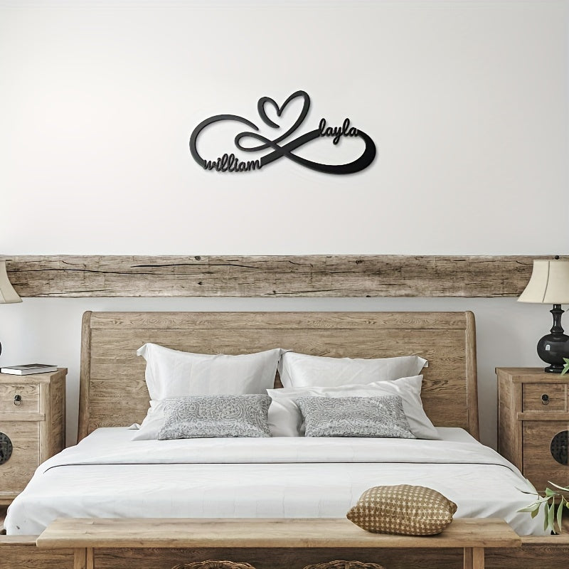 Personalized Metal Couple Name Sign Infinity Love Heart Wall Art for Wedding Anniversary Gift
