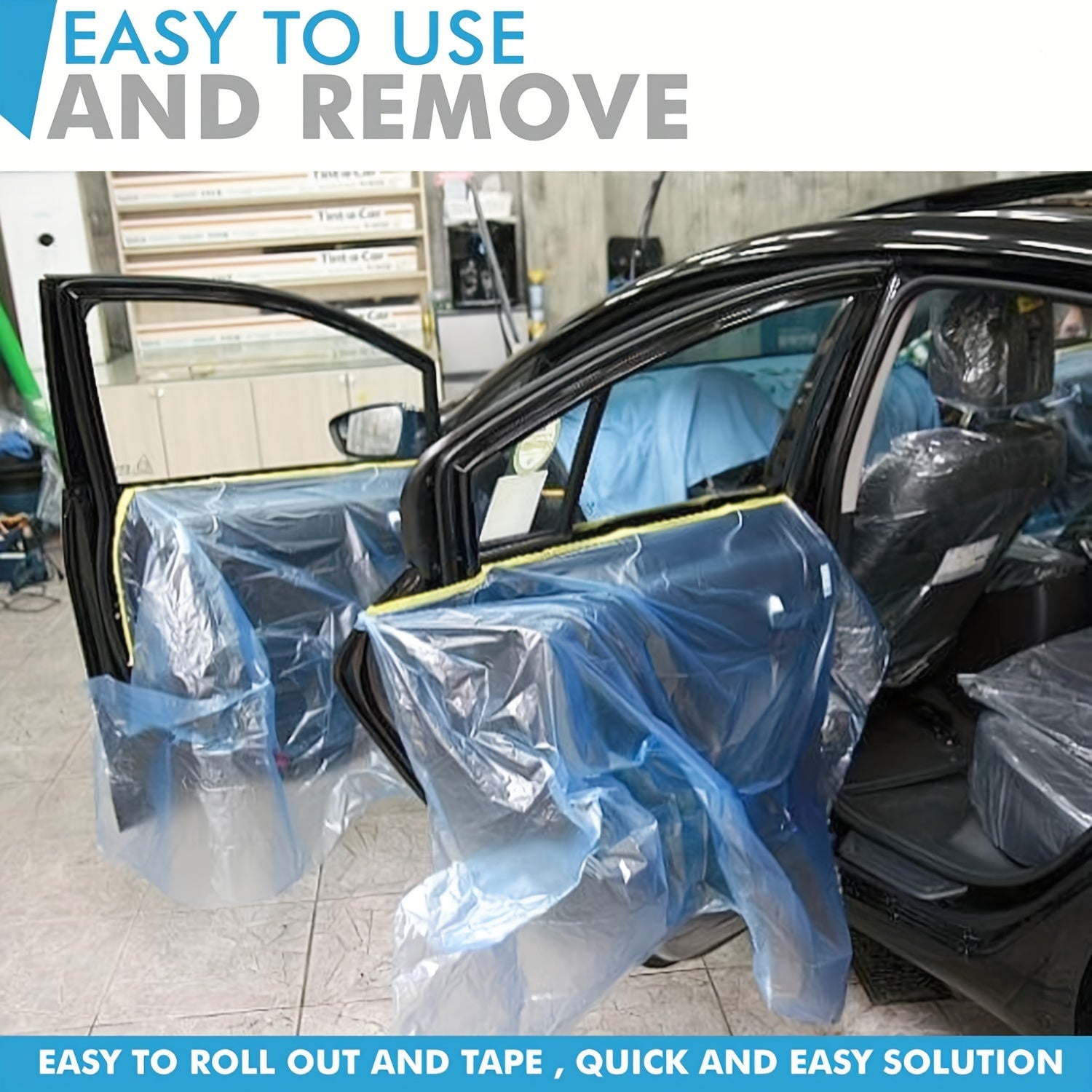 Blue Pre-Taped Masking Film for Auto Painting, Protective Sheeting