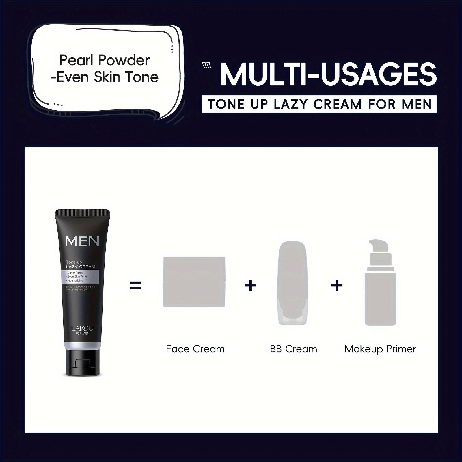 Men's Moisturizing Face Cream with Shea Butter Hyaluronic Acid Pearl Powder 1.76oz