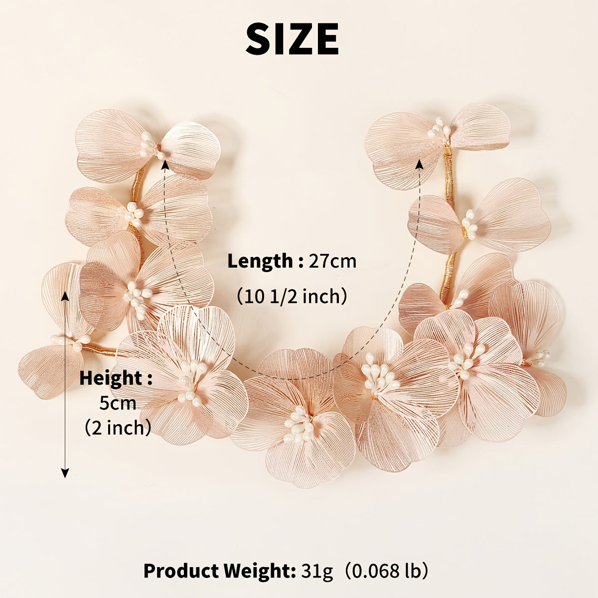 To'ylar uchun Barokko Gul Faux Marjonlar bilan To'y Soch Boshqichi