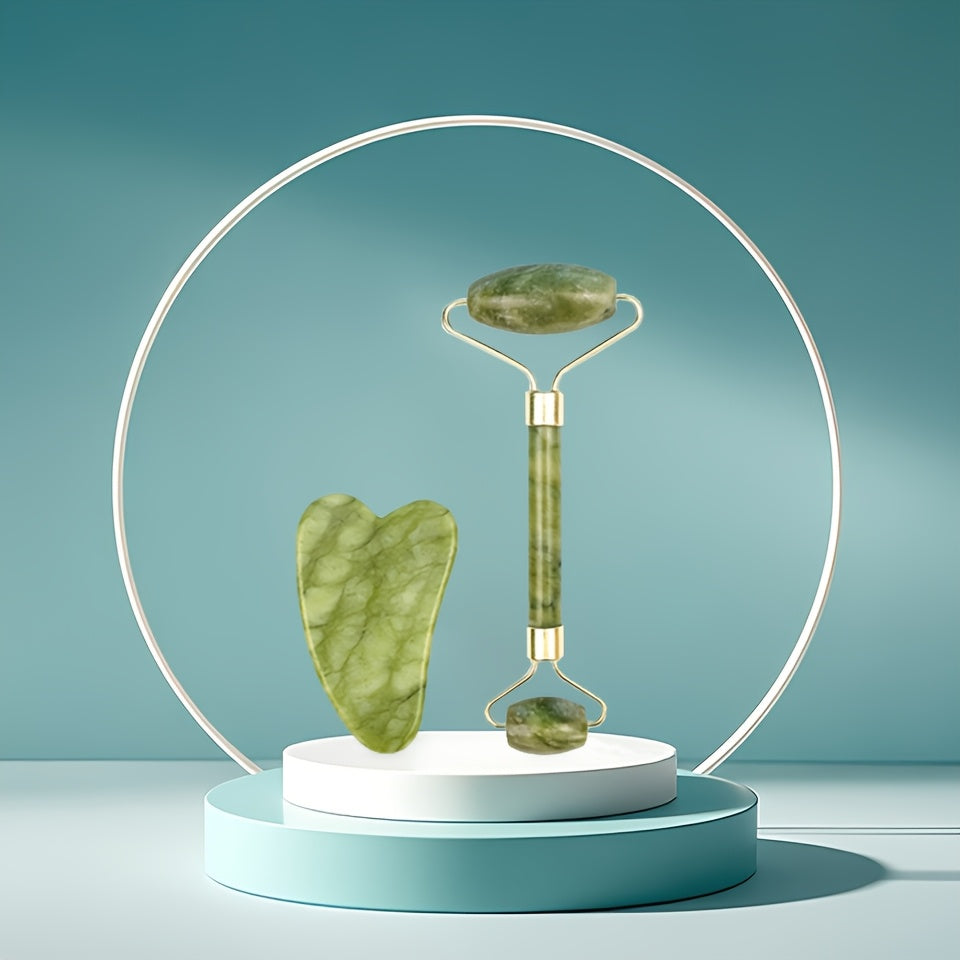 1/2 dona Tabiiy Jade Gua Sha Massaj Asboblari To'plami, Qo'l bilan yuzni aylantiruvchi, Ona va Qiz do'sti uchun ajoyib 14-fevral sovg'asi