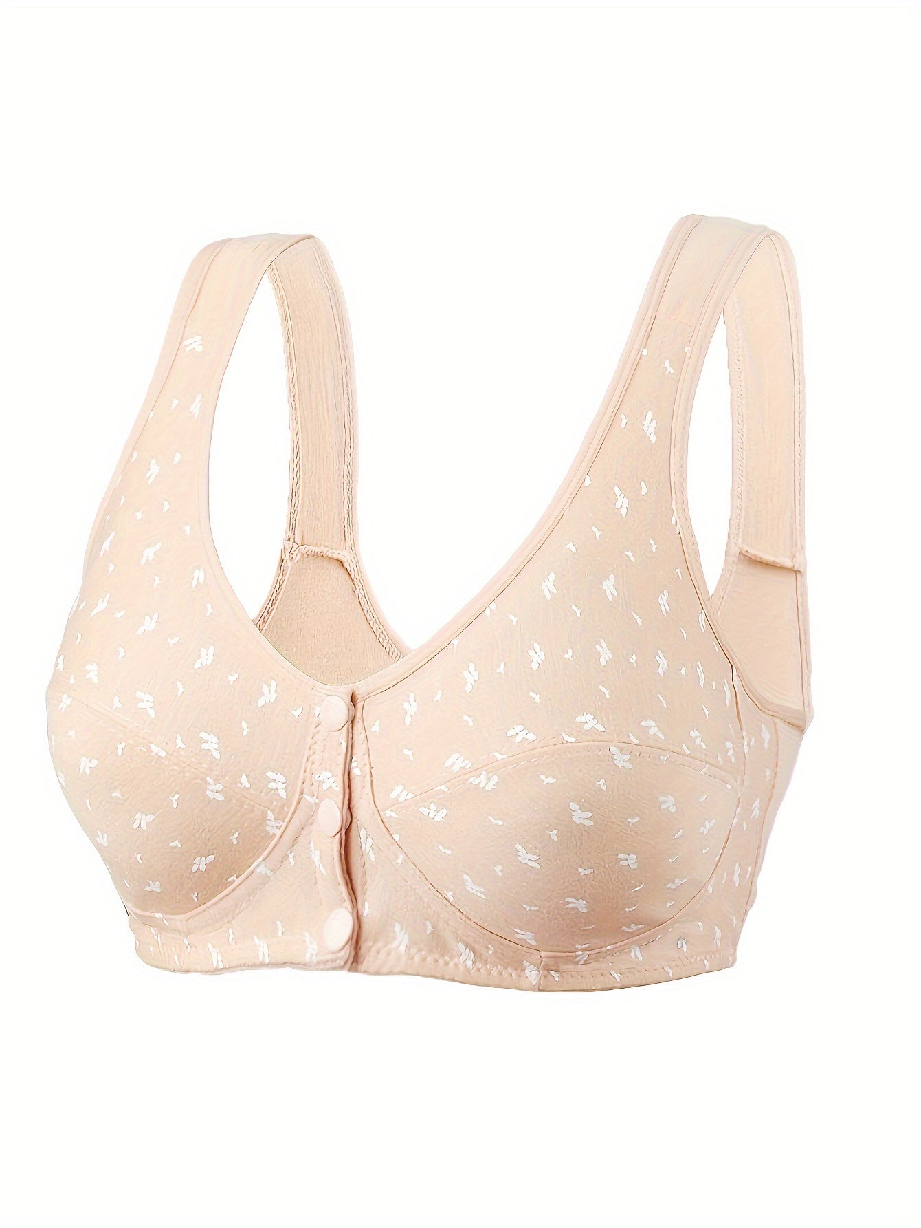 Women's Floral Print Wireless Tank Bras with Front Buckle Breathable Lingerie
