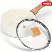 Stainless Steel Induction Sauce Pot 1.2L Non-Stick Glass Lid Dishwasher Safe