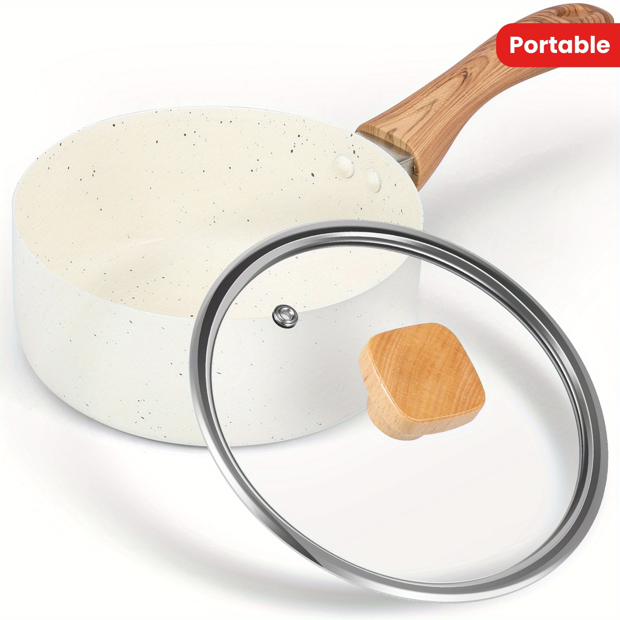 Stainless Steel Induction Sauce Pot 1.2L Non-Stick Glass Lid Dishwasher Safe