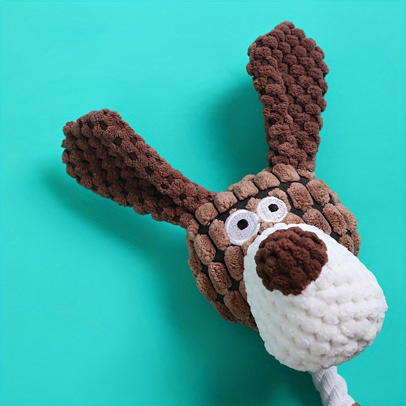 Corduroy Donkey-Shaped Dog Chew Toy with Squeaker for All Breeds