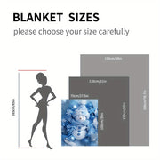 Warm Flannel Fleece Blanket with Snowman Blue Print for Cozy Use All Seasons