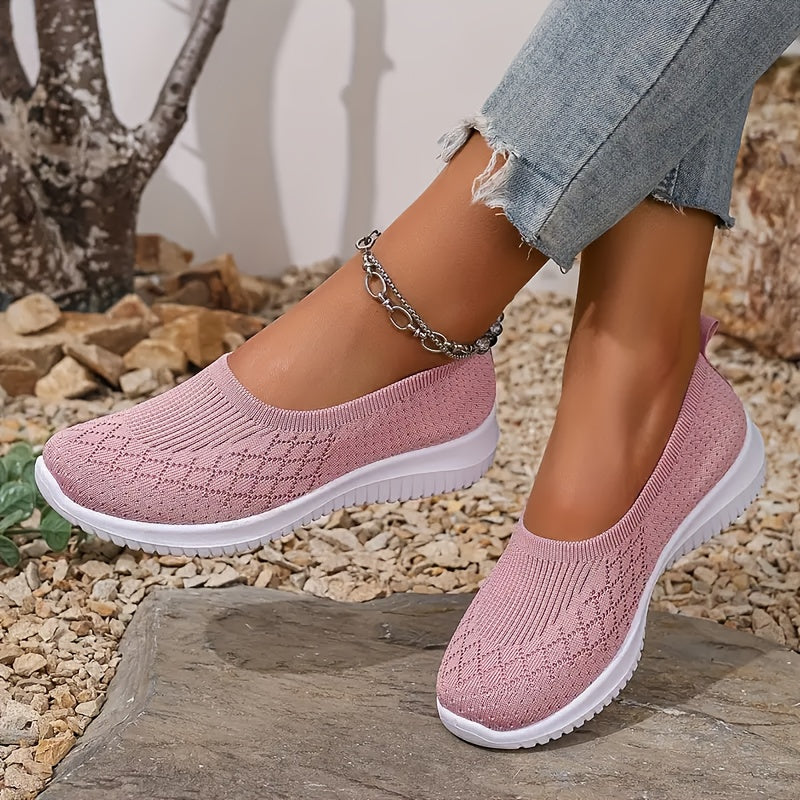 Women's Casual Slip-On Sneakers Lightweight Breathable Fabric Flat Shoes