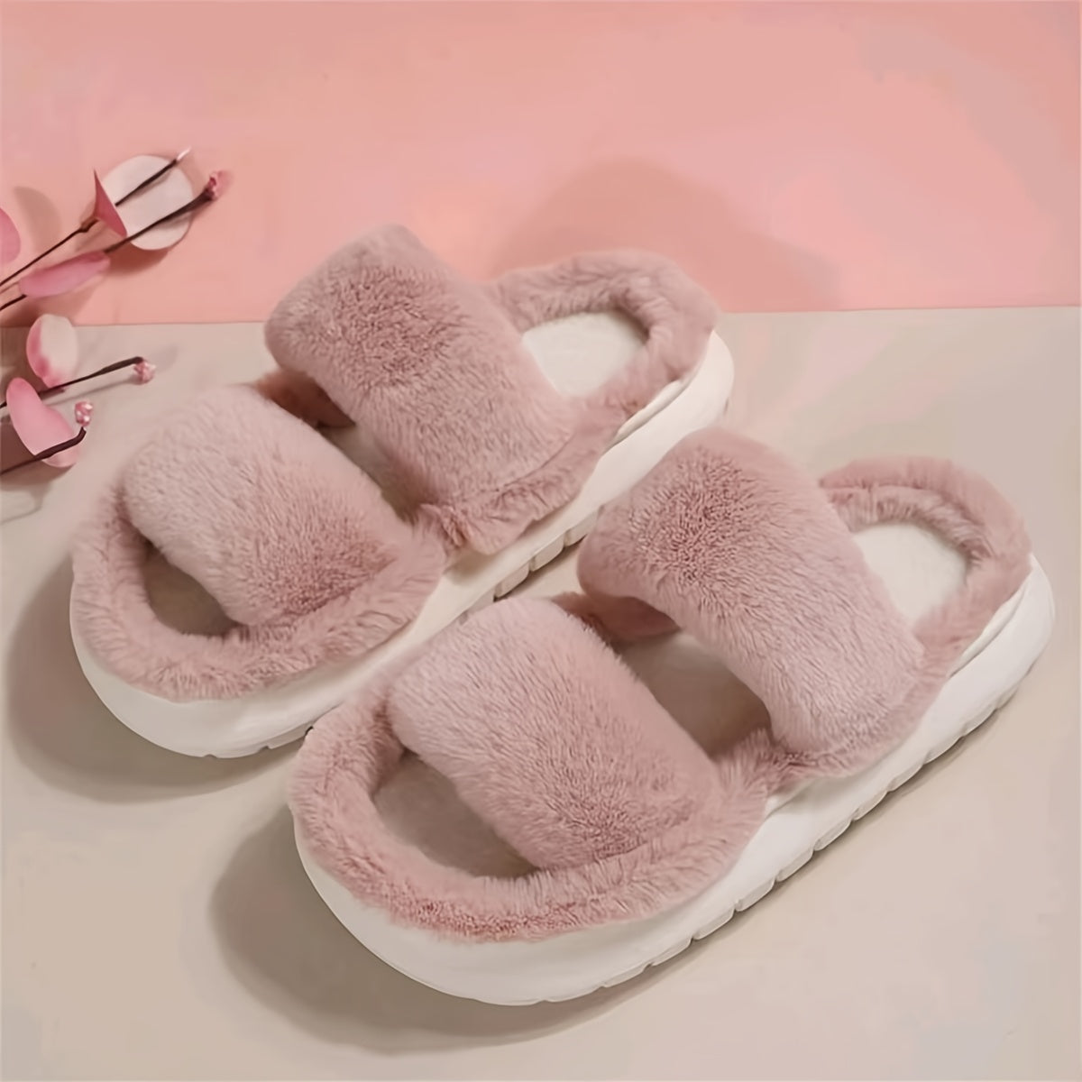 Women's Solid Color Slippers Open Toe Indoor Comfortable Shoes
