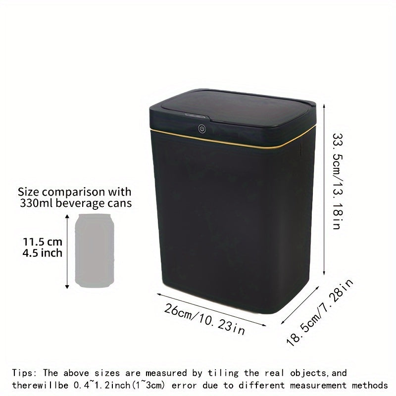 4.75 gallon aqlli axlat qutisi infraqizil sensorli oyoq bosish bilan ochiladi USB bilan quvvatlanadigan oq qora oltin detallari bilan hammom ofis oshxona