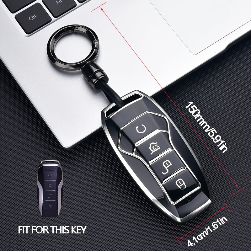 Car Key Fob Cover TPU Silicone 4-Button Remote Key Case with Keychain