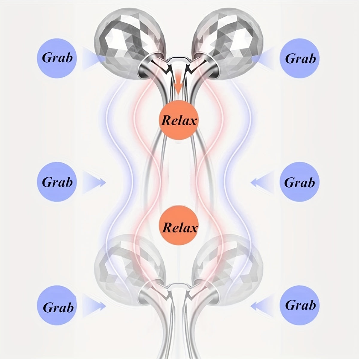 3D qo'lda rulonli massager va Y-shaklidagi yuz va bo'yin uchun relaxatsiya asboblari, kumush to'plam