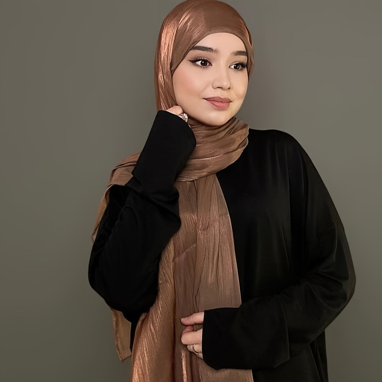 Elegant Organza Scarf with Crinkled Texture Satin Shayla Hijab for Women