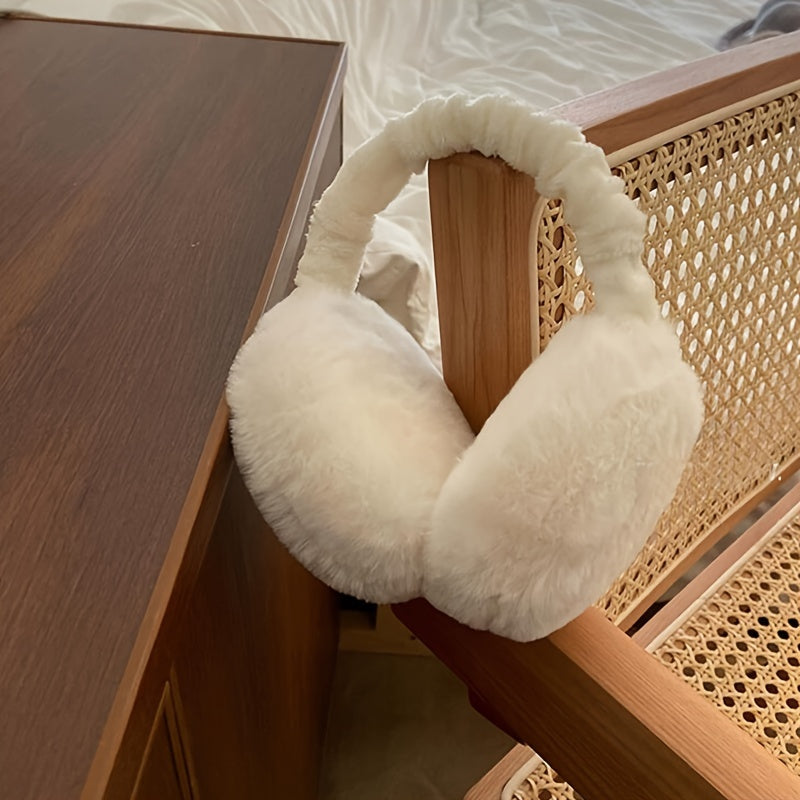 Plush Earmuffs for Women Coldproof Warm Adjustable Solid Color Winter Accessories