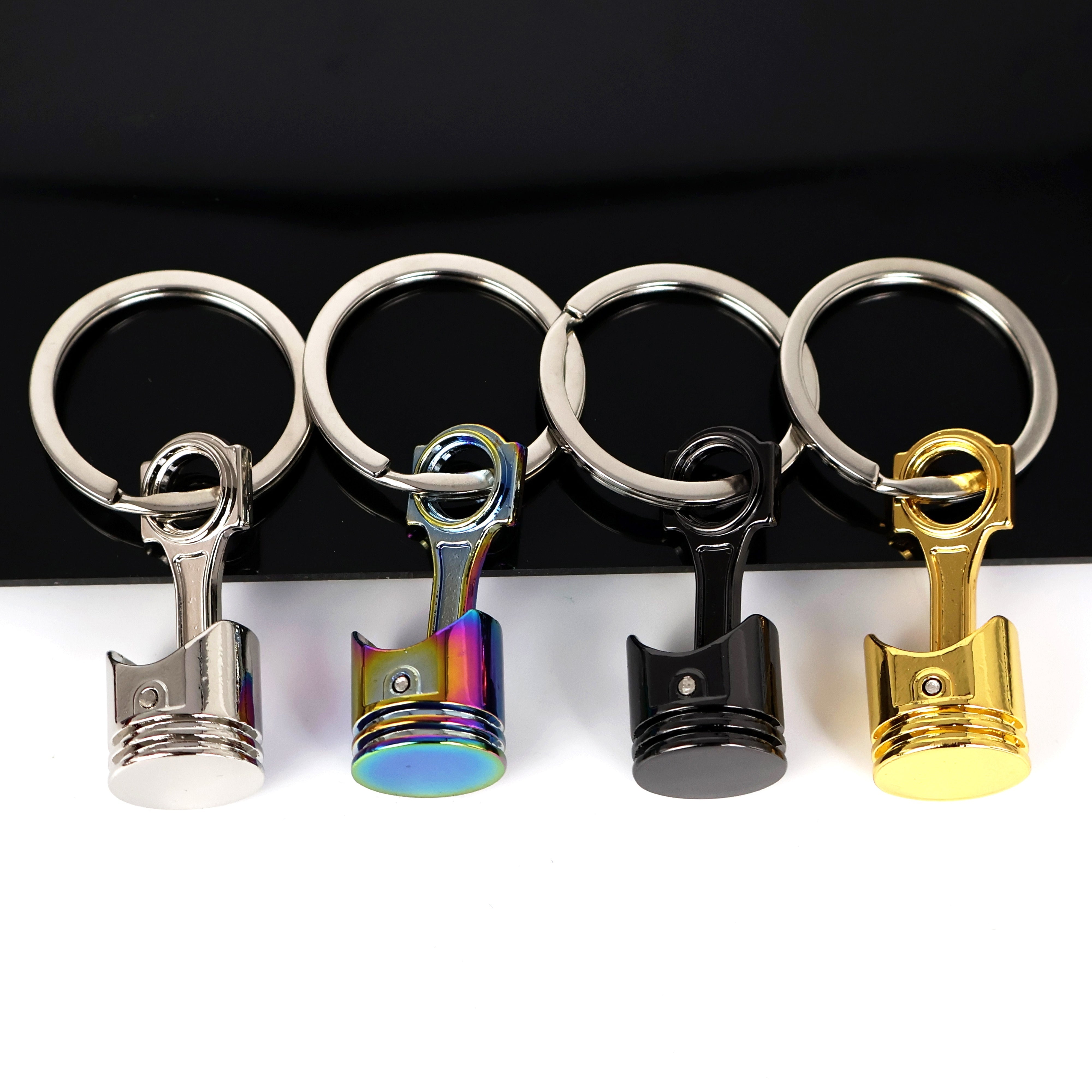 Men Metal Motorcycle Piston Keychain Car Modification Gift Set