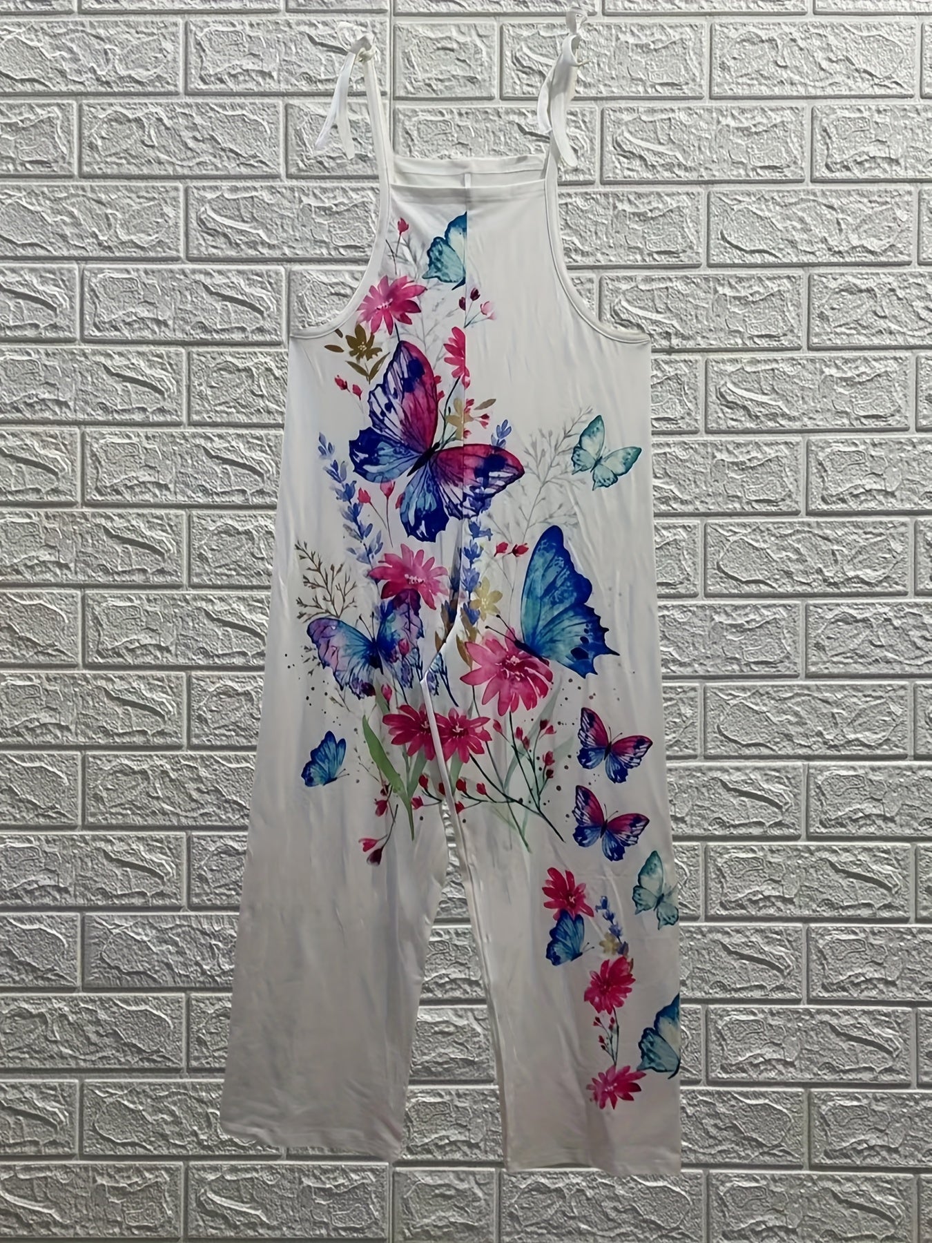 Plus Size Women's Floral Print Sleeveless Jumpsuit with Pockets