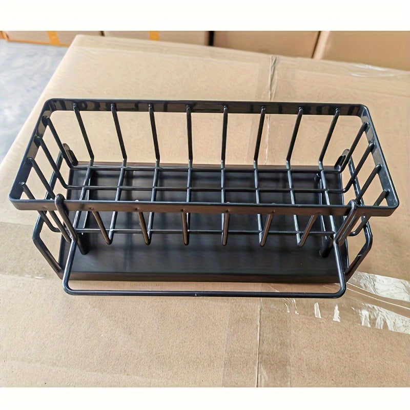 Plastic Kitchen Sink Dish Rack with Towel and Sponge Storage 23x12 cm