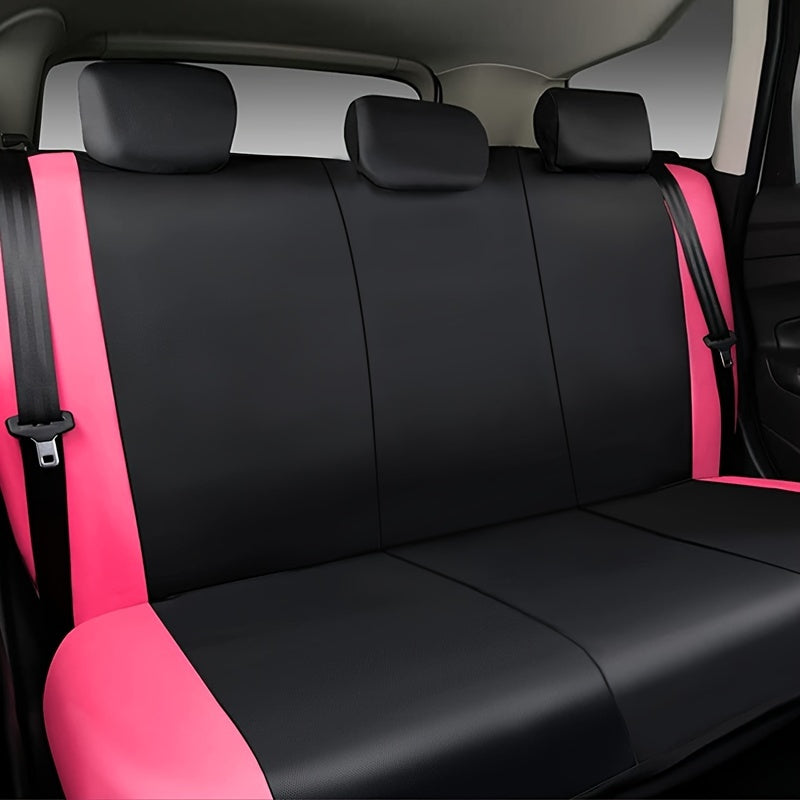 Pink Car Seat Cover Set for Women 9pcs Airbag Compatible Plush Polyester