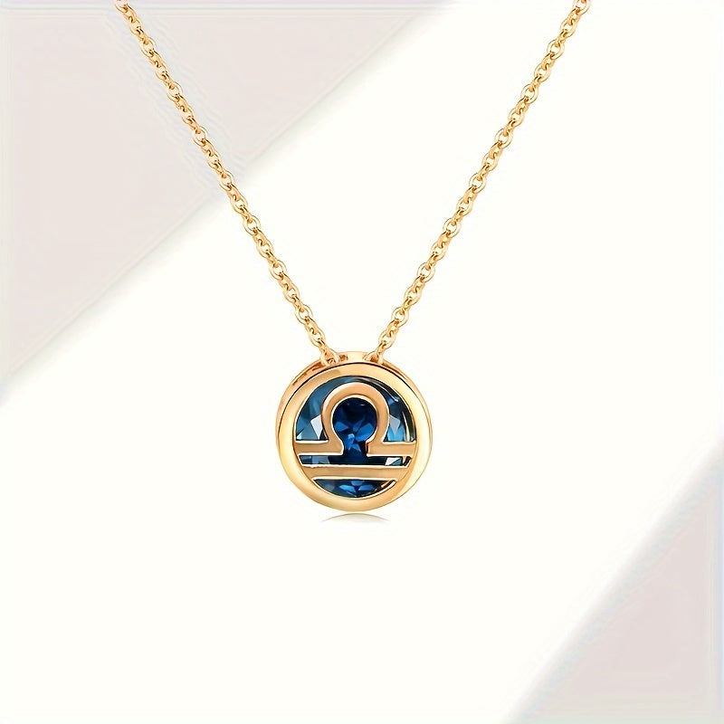 Bohemian Birthstone Pendant Necklace Double-Sided Cubic Zirconia Women Gift