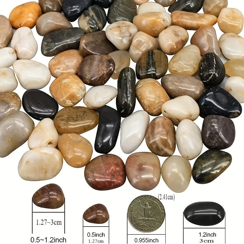 500g Natural Stone Pebbles for Aquarium Garden Landscaping White Black Brown Gray