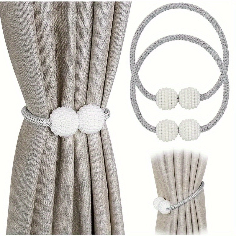 Minimalist Faux Pearl Magnetic Curtain Tiebacks Set of 1, No Drilling Holdback for Bedroom Living Room Home Decor