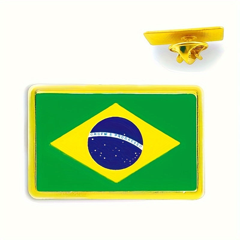 Vintage Style Brazilian Flag Enamel Pins 20-Pack Square Alloy Brooches Fashion Accessories for Women