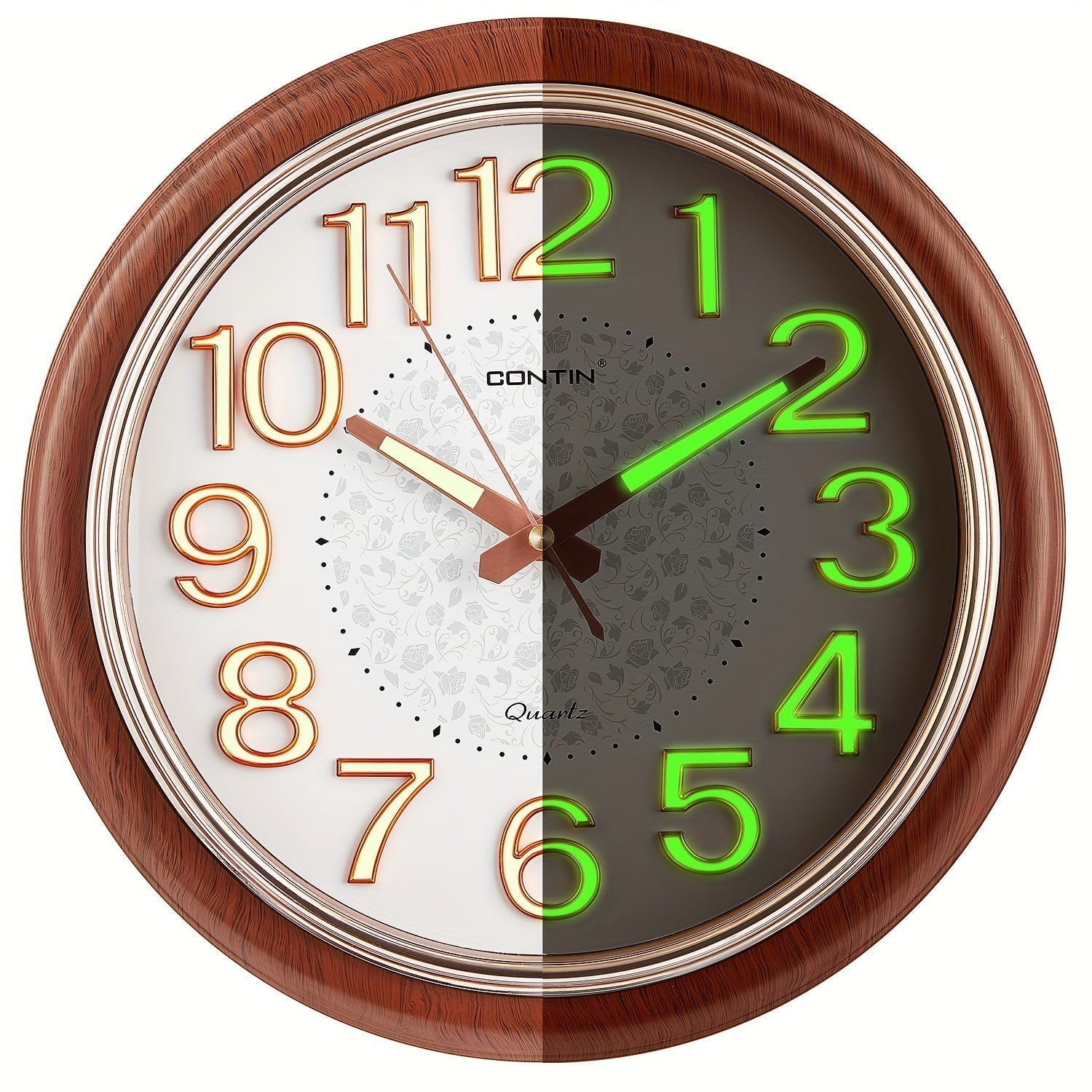 Silent Wall Clock 30.48cm Glow in the Dark Modern Non-Ticking Battery Operated for Living Room Kitchen Decor