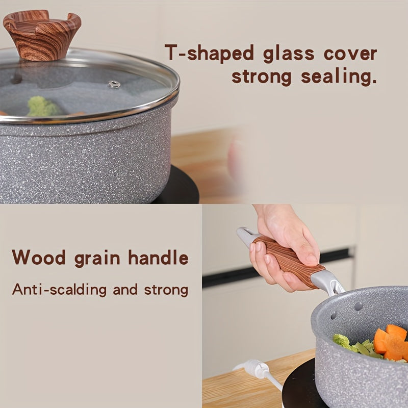 Japanese Cookware Set 4 Pieces Non-Stick Aluminum Skillets with Glass Lids