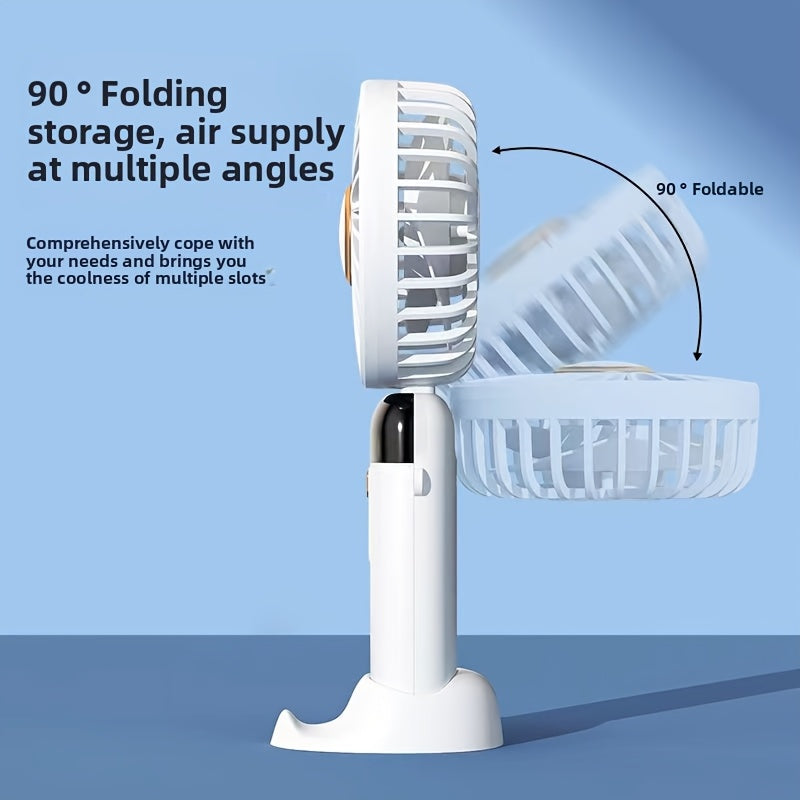 Rechargeable Portable Neck Fan with 5 Speeds Digital Display 90° Adjustable Base Purple Black