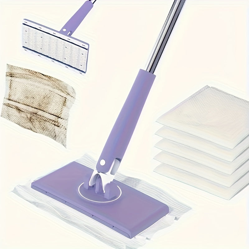 Versatile Flat Mop with Automatic Clip for Kitchen Bathroom Living Room Cleaning