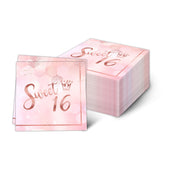 20-Pack Rose Gold 16th Birthday Napkins 2-Ply Multifold Disposable Party Supplies