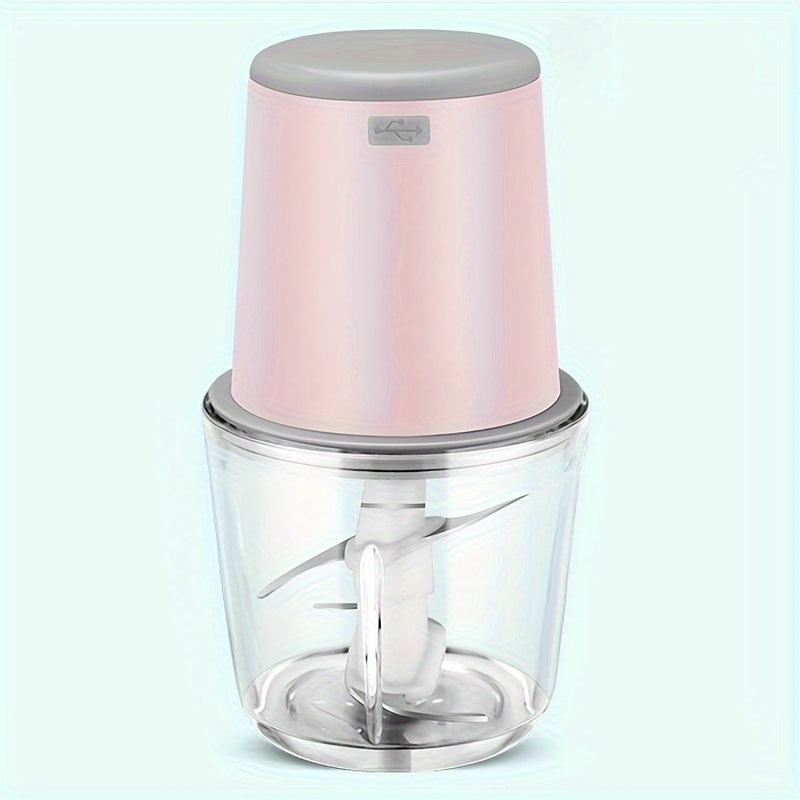 Picadora eléctrica de alimentos, molinillo de carne de acero inoxidable, 8 tazas, 148W, recarga USB