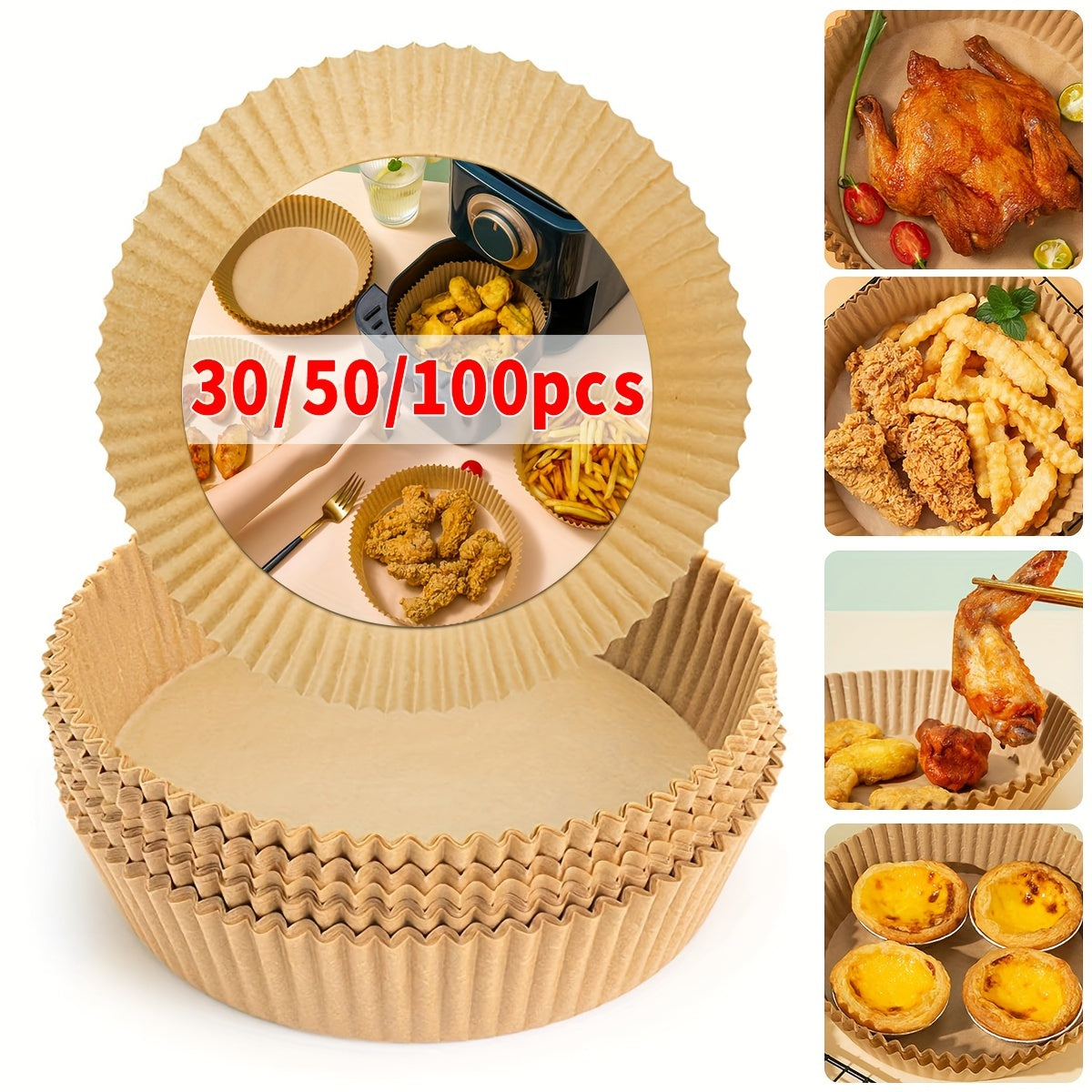 Disposable Round Parchment Paper Liners for Air Fryers 2-8 Qt Non-Stick
