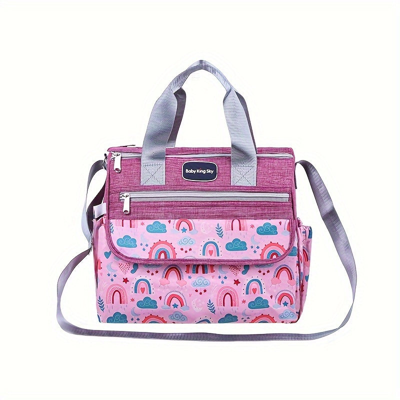 Cloud Print Shoulder Bag for Moms Large Capacity Versatile Crossbody Travel Diaper Bag