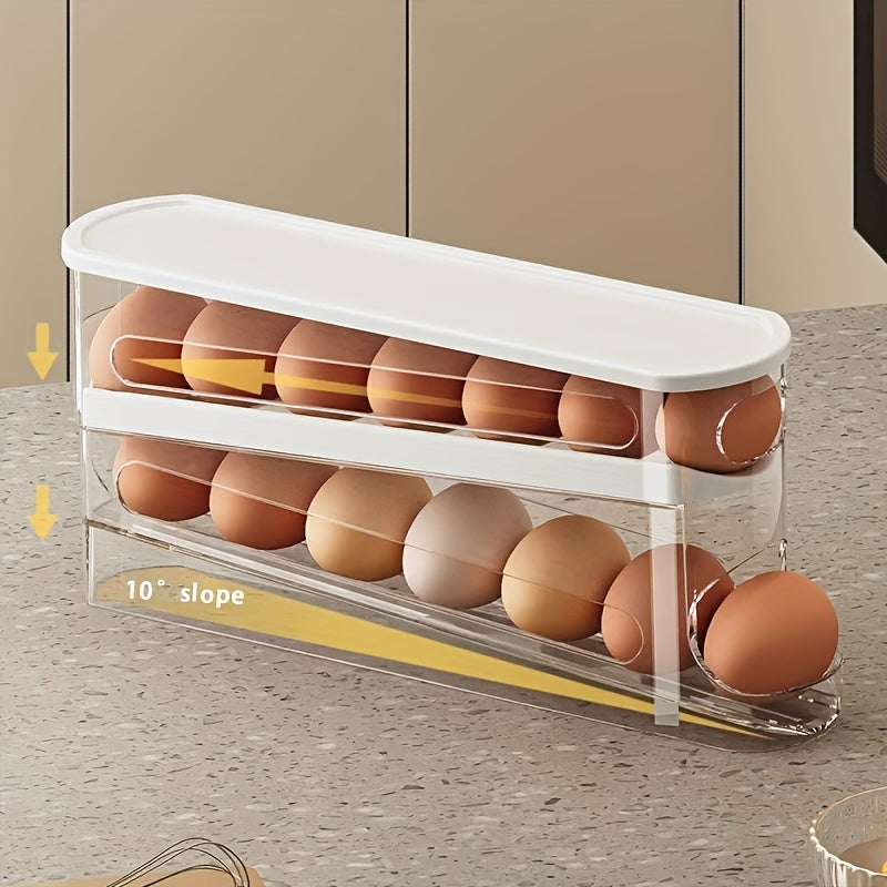 Contenedor de almacenamiento de huevos de doble capa para nevera, lavable, PP, resistente al frío