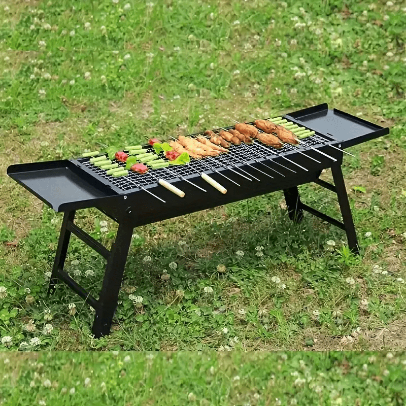 Parrilla portátil ligera para reuniones al aire libre y picnics, diseño de hierro duradero