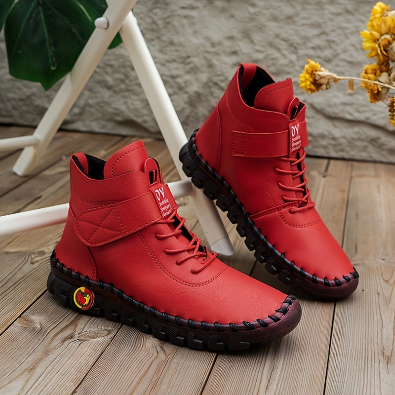 Women Warm Winter High-Top Boots Anti-Slip Casual Faux Leather