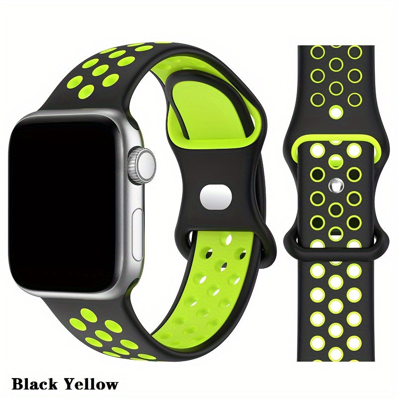 Correa de silicona transpirable para reloj deportivo para Apple Watch 38mm-45mm impermeable, duradera, negra, roja, blanca, azul