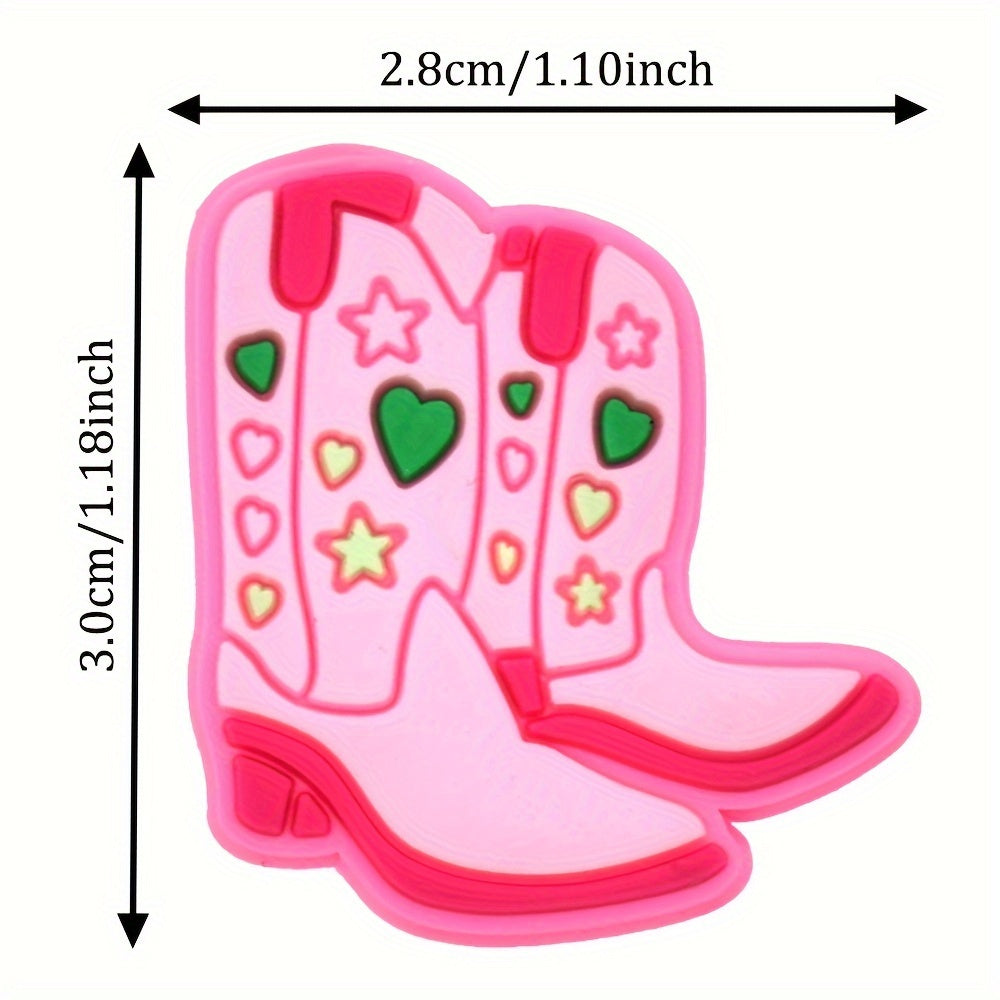 Cowgirl Pink Plastic Shoe Charms 20/22pcs for Clogs Shoes Accessories