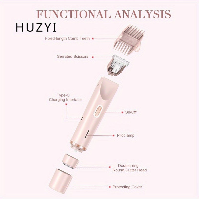 Afeitadora eléctrica 2 en 1 para mujer, cara, brazos, muslos y cuerpo, recargable por USB, batería de litio