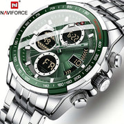 Men's Stainless Steel Sports Watch with Multifunctional Quartz and Luminous Display