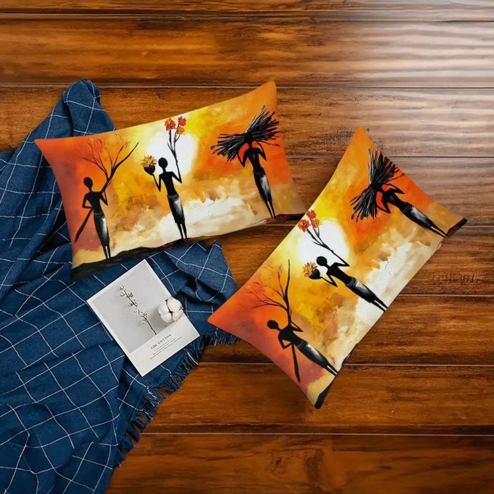 African Women Art Flannel Pillow Covers Set 50.8x30.48 cm Decorative Love Theme Pack