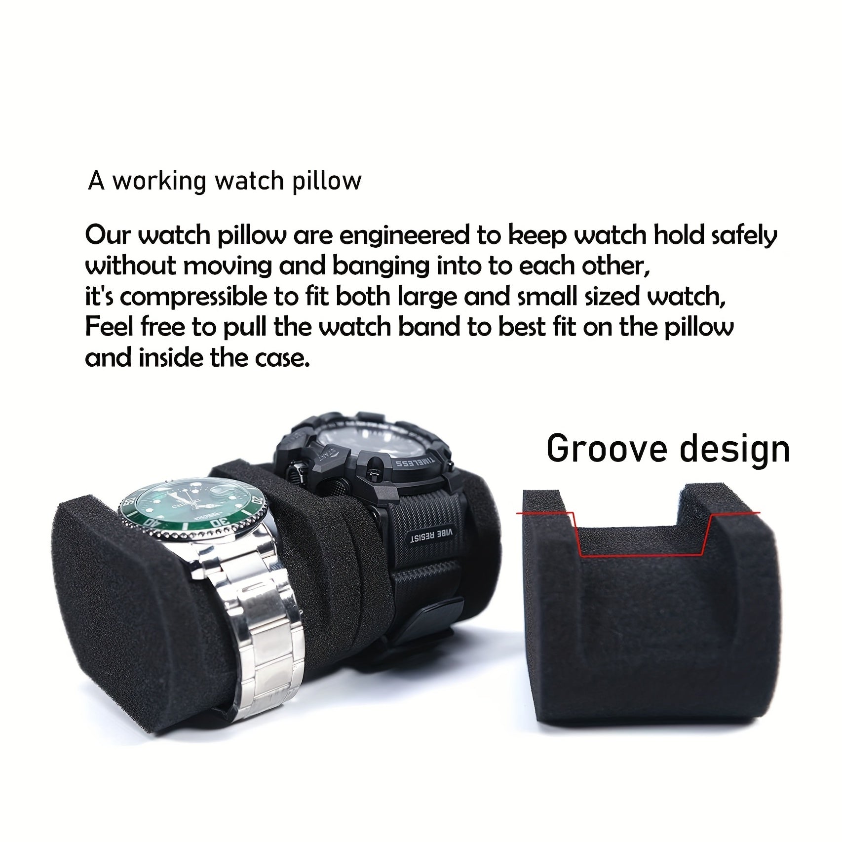 Black Watch Travel Case with 3 Slots, Watch Roll Organizer for Men Women