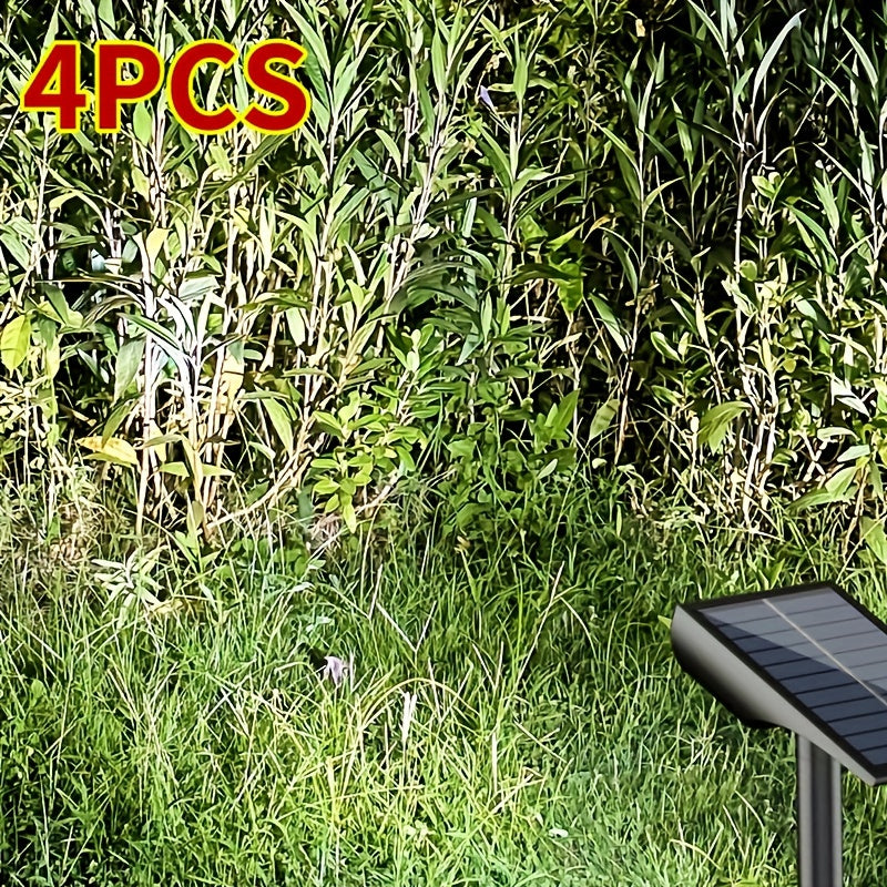 4-to'plam quyosh bog' chiroqlari, 9 LED bilan, silliqlash qilingan yakun, manzara yoritgichi, 2000mAh batareya bilan