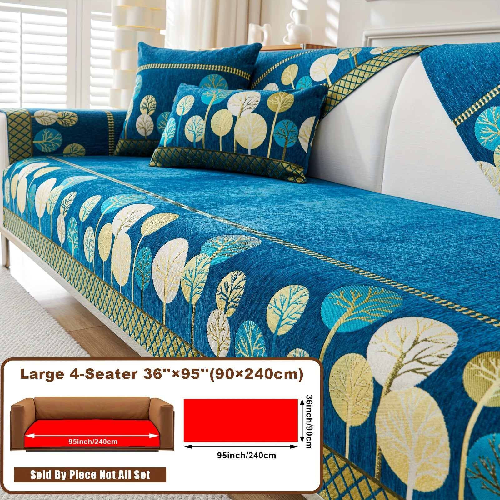 Boho Chic Jacquard Chenille Sofasi Qoplamasi Oygʻon Daraxt Mavzusi Boshqalar uchun Yoqimli Qattiq Yuvilishi Oʻz-oʻzidan yopishmaydigan Bardoshli Qalinlashtirilgan 4 oʻrindiqli kresloni mos keladi